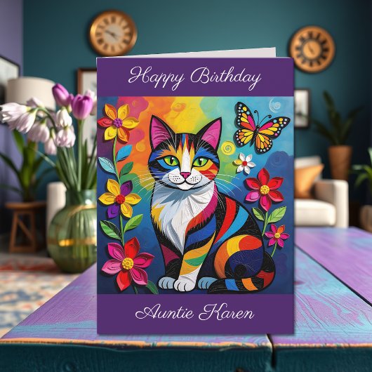 Personalized Happy Birthday for Her | Cute Cat Karte