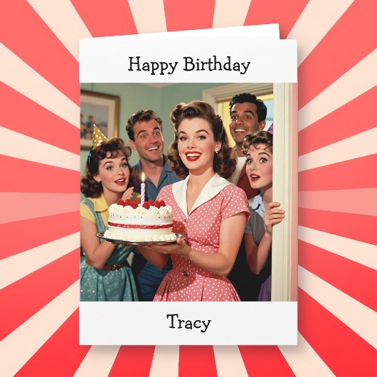 Personalized Happy Birthday | Mid-century Vintage Karte