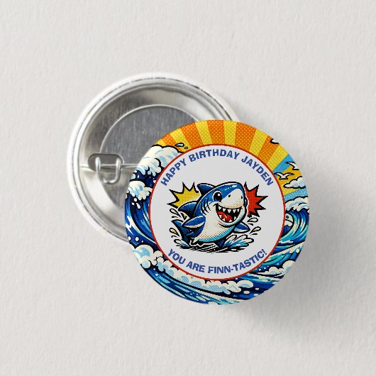 Personalized Happy Birthday Nautical Pop Art Button (Vorne & Hinten)