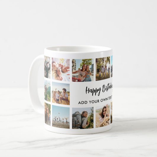 Personalized Happy Birthday Photo Collage Mug Kaffeetasse (Vorderseite Links)