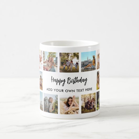 Personalized Happy Birthday Photo Collage Mug Kaffeetasse (Mittel)