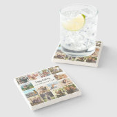 Personalized Happy Birthday Photo Collage Steinuntersetzer (Seitenansicht)