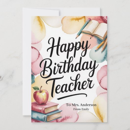 Personalized Happy Birthday Teacher Karte (Vorderseite)