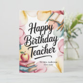 Personalized Happy Birthday Teacher Karte (Stehend Vorderseite)