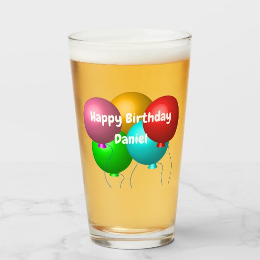 Personalized Happy Birthday Vibes Helium Balloons Glas (Vorne (Gefüllt))