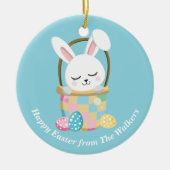 Personalized Happy Easter Bunny Baby Blue Keramik Ornament (Vorne)