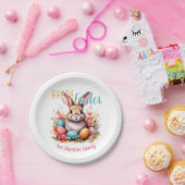 Personalized Happy Easter Bunny Eggs Family  Pappteller (Party)