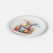 Personalized Happy Easter Bunny Eggs Family  Pappteller (Schrägansicht)
