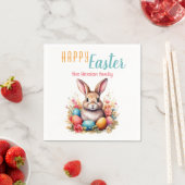 Personalized Happy Easter Bunny Eggs Family  Serviette (Beispiel)