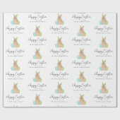 Personalized Happy Easter Bunny Watercolor Geschenkpapier (Flach)