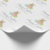 Personalized Happy Easter Bunny Watercolor Geschenkpapier (Ecke)