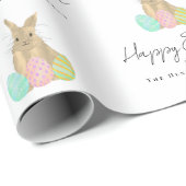 Personalized Happy Easter Bunny Watercolor Geschenkpapier (Rolleneckpunkt)