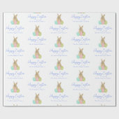 Personalized Happy Easter Bunny Watercolor Geschenkpapier (Flach)