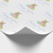 Personalized Happy Easter Bunny Watercolor Geschenkpapier (Ecke)