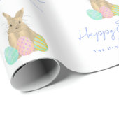 Personalized Happy Easter Bunny Watercolor Geschenkpapier (Rolleneckpunkt)