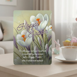 Personalized Happy Easter Crocus Floral Card Feiertagskarte