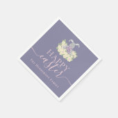 Personalized Happy Easter Cute Bunny Floral Purple Serviette (Ecke)