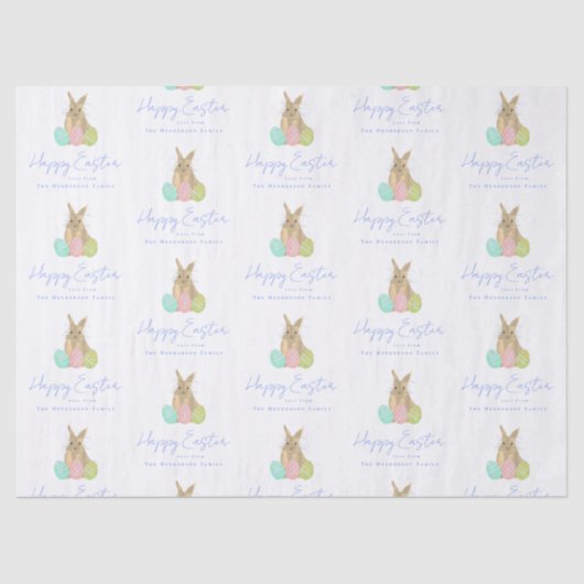Personalized Happy Easter Cute Bunny Watercolor Seidenpapier (Vorderseite)