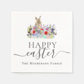 Personalized Happy Easter Cute Bunny Wildflower Serviette (Vorderseite)