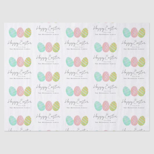 Personalized Happy Easter Eggs Watercolor Seidenpapier (Vorderseite)
