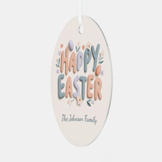 Personalized Happy Easter Family Ornament (Vorderseite links)
