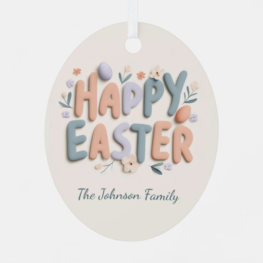 Personalized Happy Easter Family Ornament (Rückseite)
