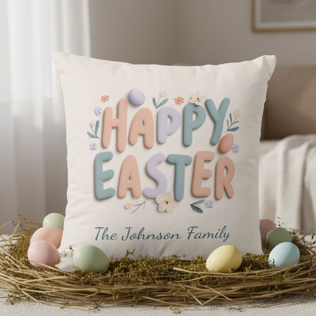 Personalized Happy Easter Family Pillow Kissen (Von Creator hochgeladen)