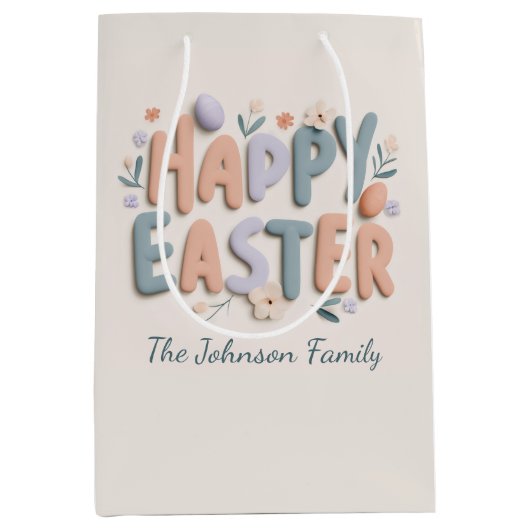 Personalized Happy Easter Gift Bag Mittlere Geschenktüte (Vorderseite)
