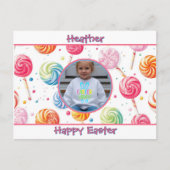 Personalized Happy Easter Lollipop Candy Photo Postkarte (Vorderseite)