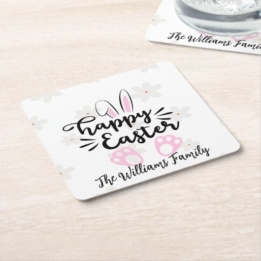 Personalized Happy Easter Paper Coaster Rechteckiger Pappuntersetzer (angewinkelt)