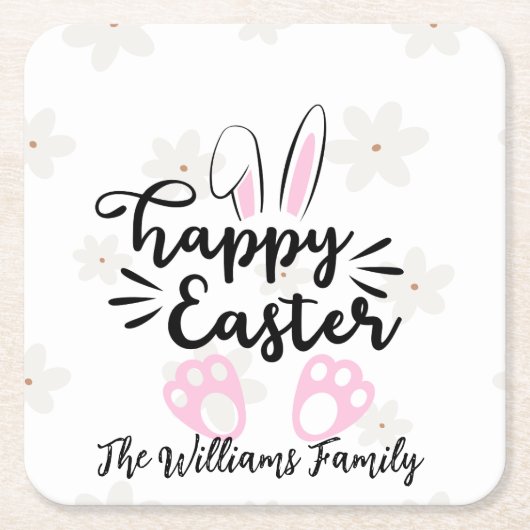 Personalized Happy Easter Paper Coaster Rechteckiger Pappuntersetzer (Vorderseite)