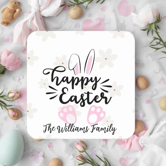 Personalized Happy Easter Paper Coaster Rechteckiger Pappuntersetzer