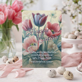 Personalized Happy Easter Tulips Easter Card Feiertagskarte
