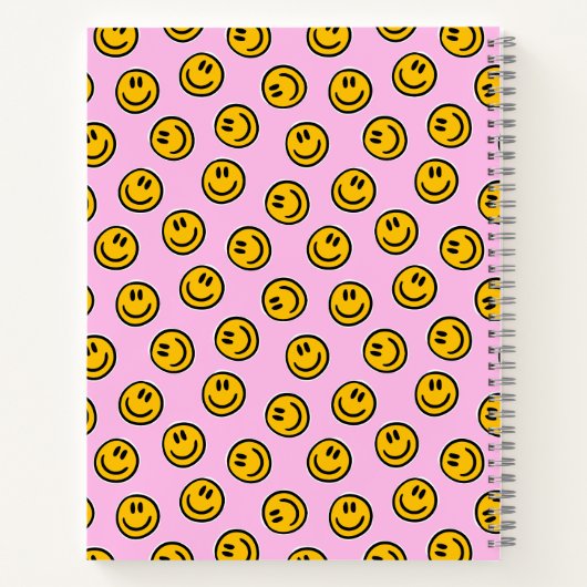 Personalized Happy Face Pastel Preppy Notebook Notizblock (Rückseite)
