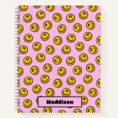 Personalized Happy Face Pastel Preppy Notebook Notizblock (Vorderseite)