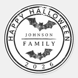 Personalized Happy Halloween Custom Family Name Runder Aufkleber