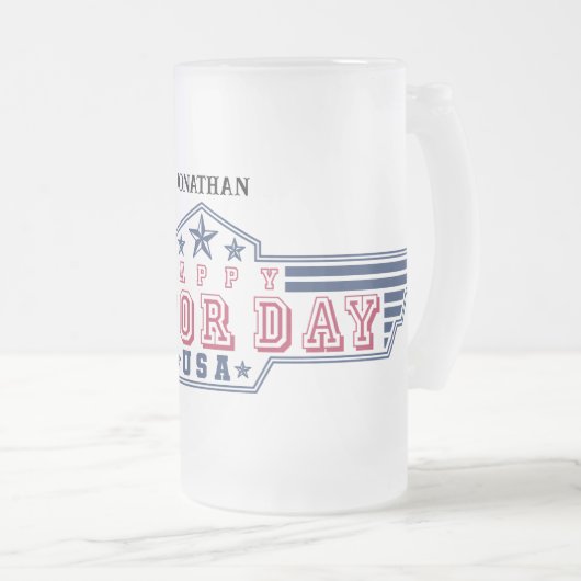 Personalized Happy Labor Day Mattglas Bierglas (VorderseiteRechts)