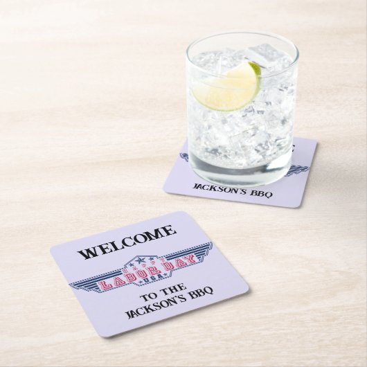 Personalized Happy Labor Day Rechteckiger Pappuntersetzer (Vor Ort)