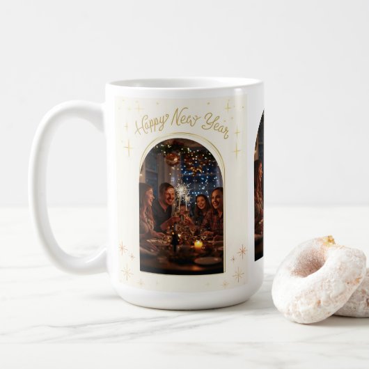 Personalized Happy New Year Greeting with my Photo Kaffeetasse (Mit Donut)