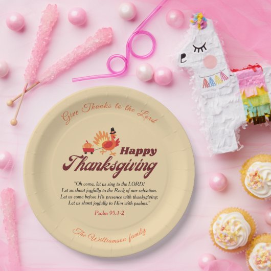 Personalized Happy Thanksgiving with Bible Verse Pappteller (Party)