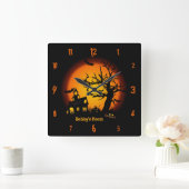 Personalized Haunted House Halloween Wall Clock Quadratische Wanduhr (Zuhause)