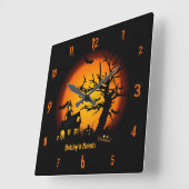 Personalized Haunted House Halloween Wall Clock Quadratische Wanduhr (Winkel)