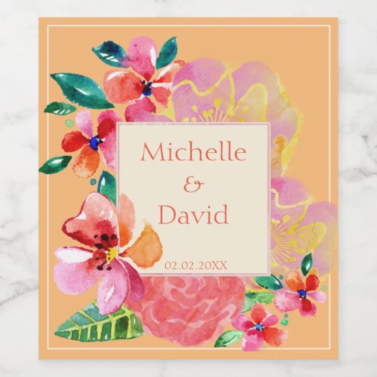 Personalized Hawaiian Tropical Floral Splash Weinetikett (Einzelnes Label)
