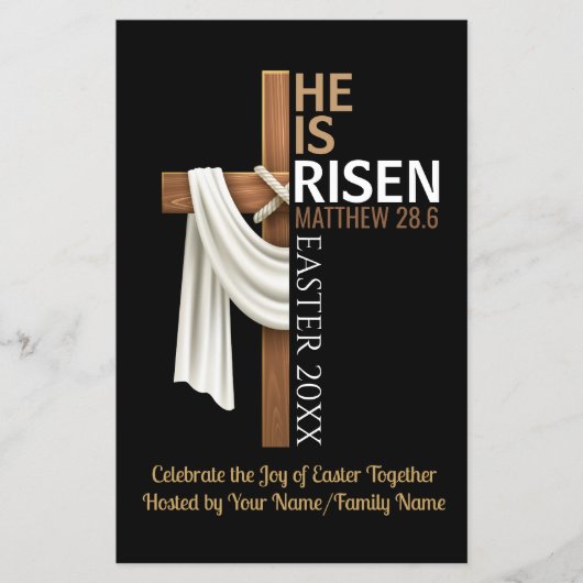 Personalized He Is Risen Easter Party Invitation Flyer (Vorne)