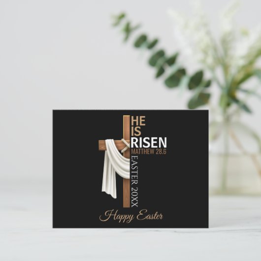 Personalized He Is Risen Happy Easter Christian Postkarte (Stehend Vorderseite)