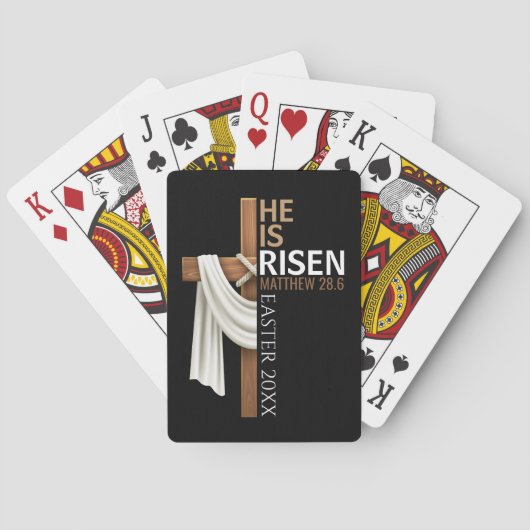 Personalized He Is Risen Vintage Easter Cross Spielkarten (Rückseite)