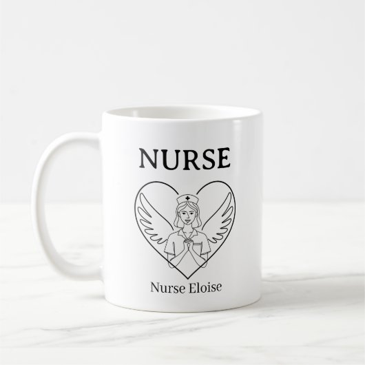 Personalized Heart Angel Nurse Mug Kaffeetasse (Links)