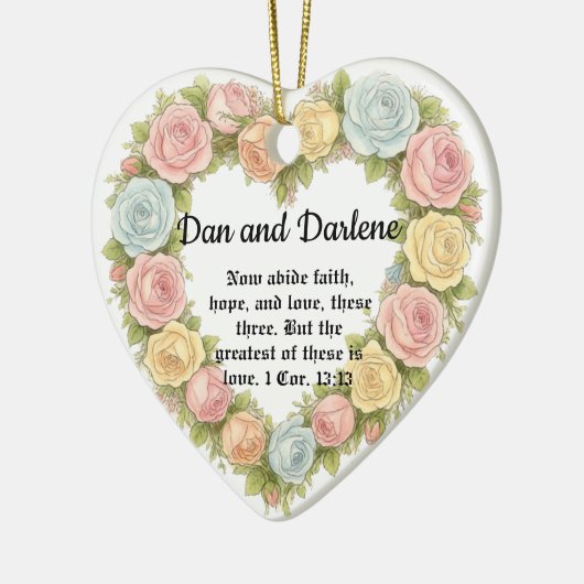 Personalized Heart Floral Bible Verse Ornament (Links)
