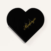 Personalized Heart Initials Heart Shaped Black Notizblock (Vorderseite)