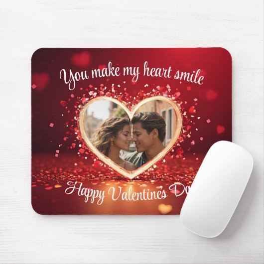 Personalized Heart Photo Frame Mousepad (Mit Mouse)